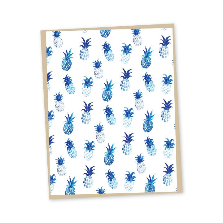 Blue Pineapple Folded Note Cards Note Card Bradley & Lily 