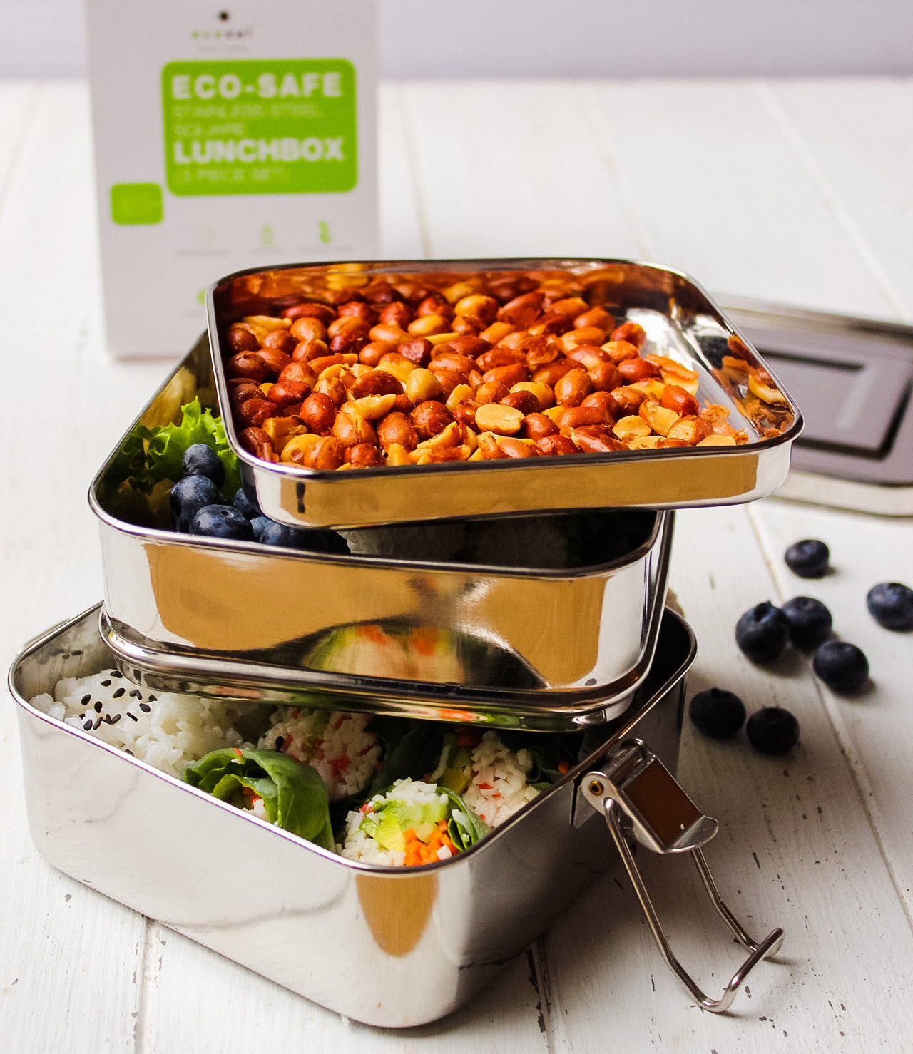 Ecozoi Stainless Steel Lunch Box, Leak Proof 1-Tier Eco Metal Bento Box  with Bonus POD