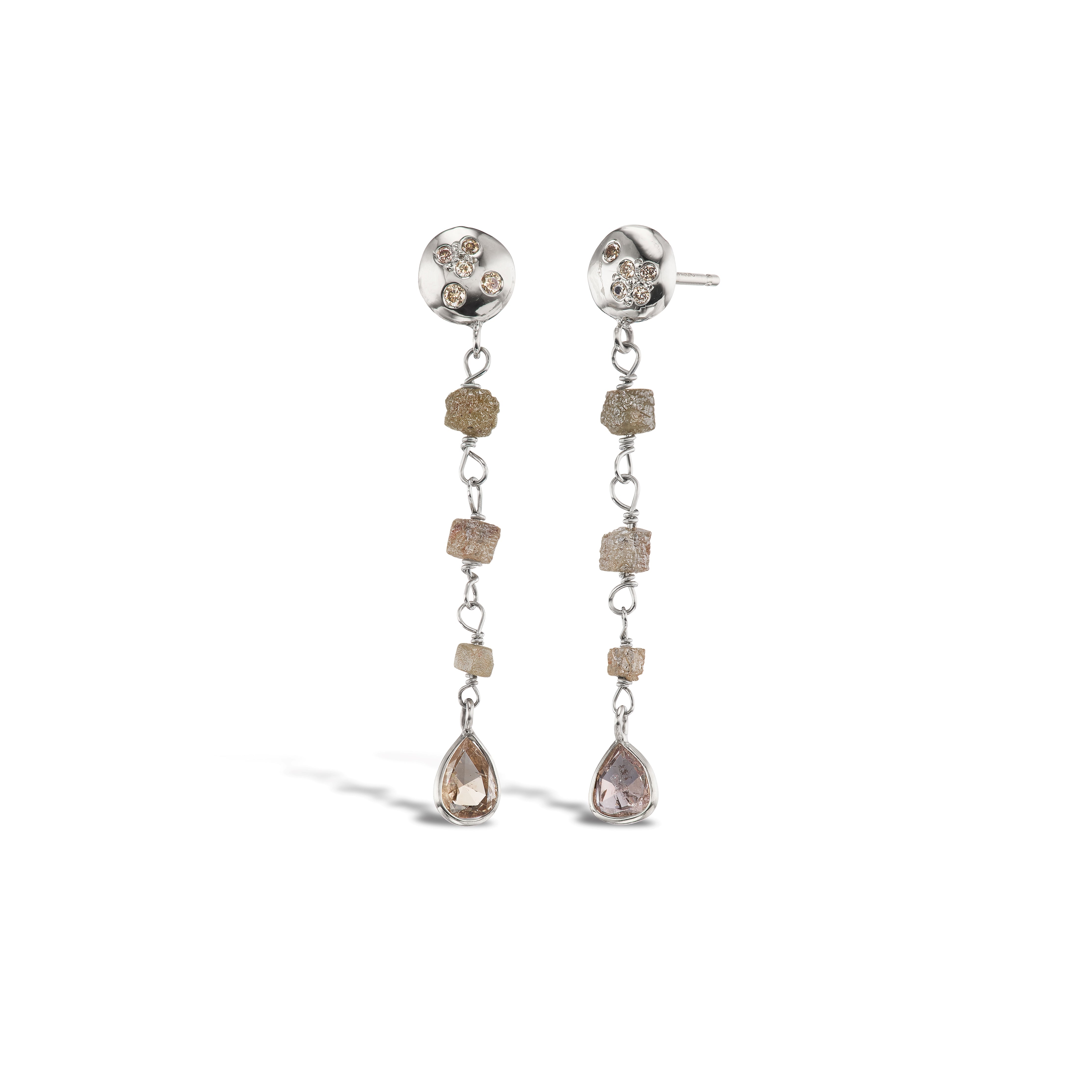 Rain Dangle Earrings - Grey Cube Diamonds Earrings Debra Navarro 