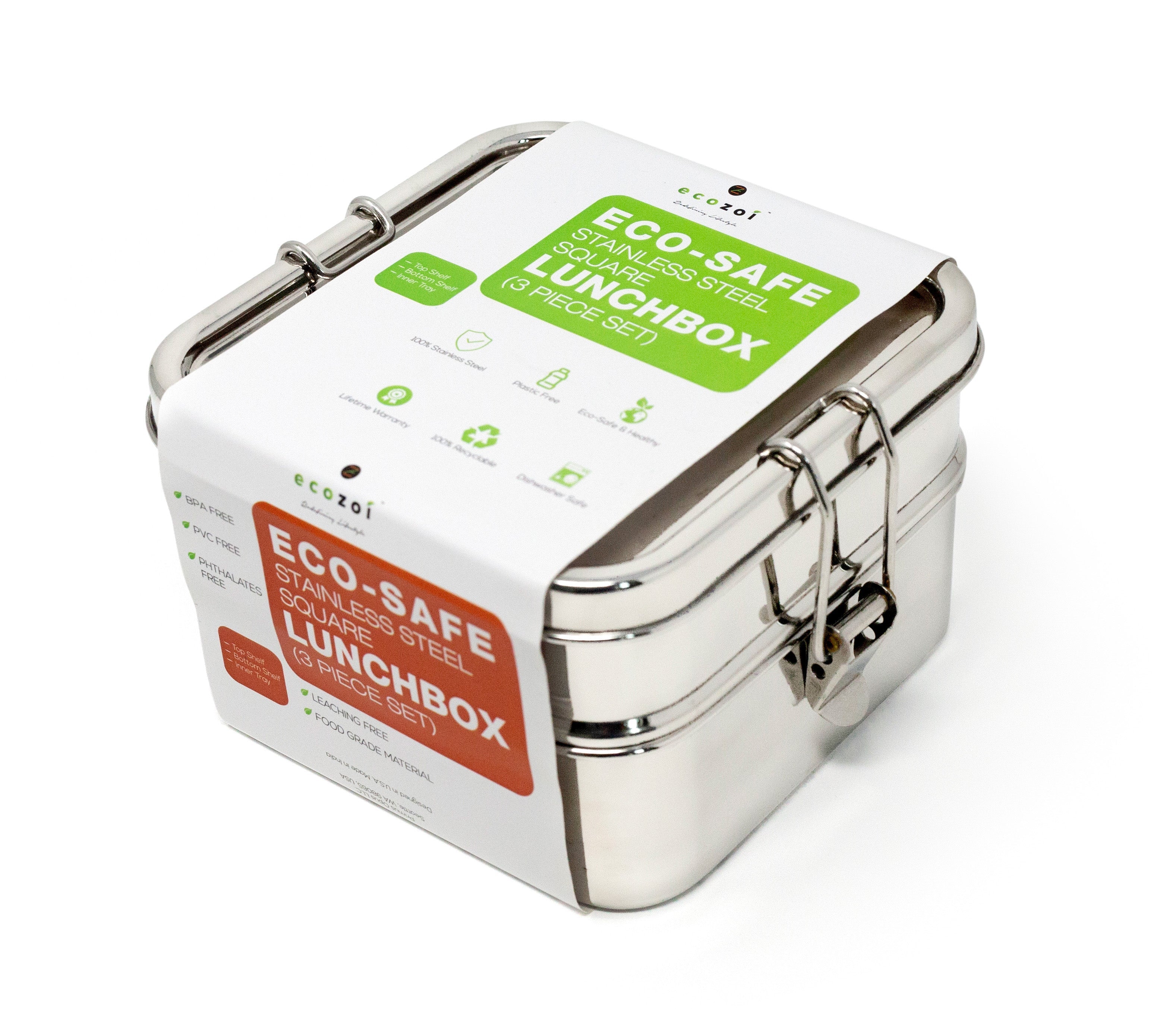 Stainless Steel Eco Lunch Box, Leak Proof, 3 Tier with 1 Mini Sauce  Container, 70 Oz or 2100 ml freeshipping - ecozoi