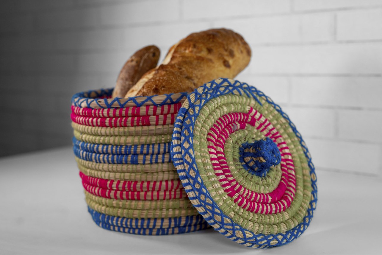 Moroccan Bread Basket with Flat Lid Bread Baskets Verve Culture 