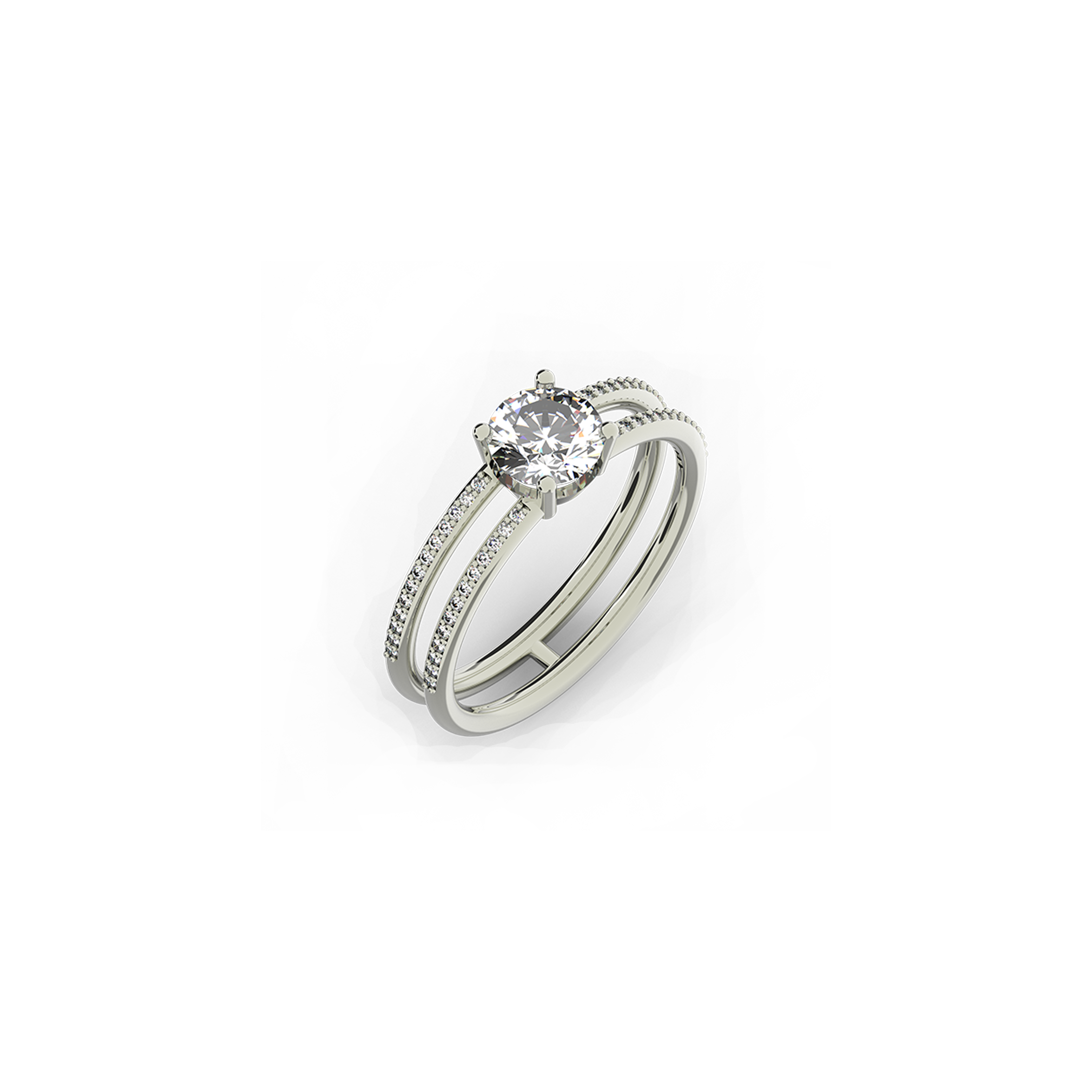 DOUBLE BAND PAVE RING 0.75 Ct
