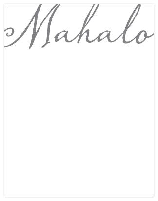Mahalo Script Letterpress Note Cards - Set of 6 Card Bradley &amp; Lily 