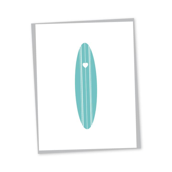 Surf Heart Letterpress Card Greeting Card Bradley &amp; Lily 