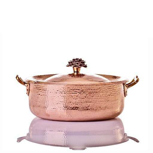 Copper Rondeau 11.5 qt with Flower Lid casserole Amoretti Brothers 