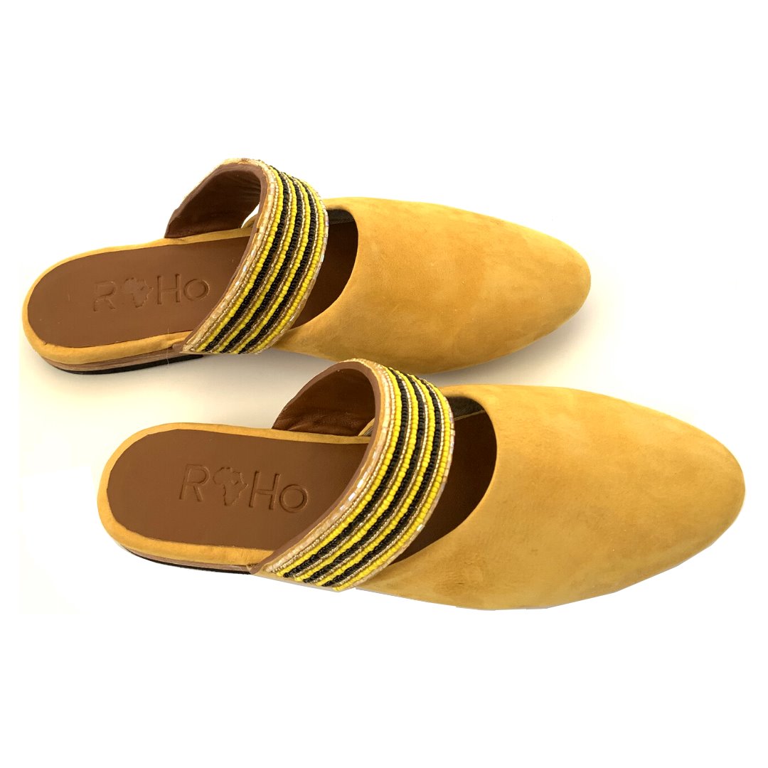 Beaded Mules - Mustard Sandals RoHo Goods 