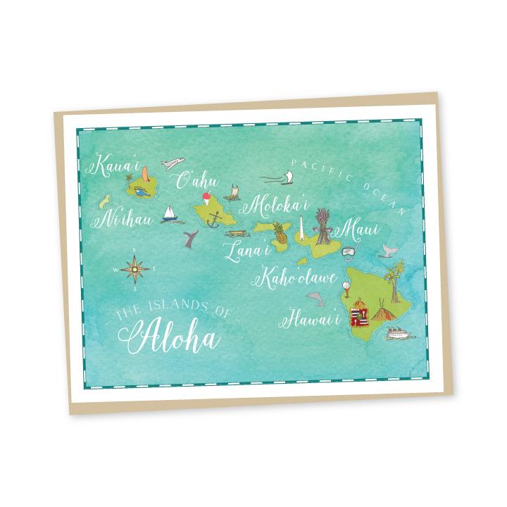 Islands Map Folded Note Cards Note Card Bradley & Lily 