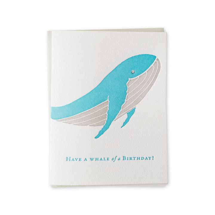 Whale of Birthday Letterpress Card Greeting Card Bradley & Lily 