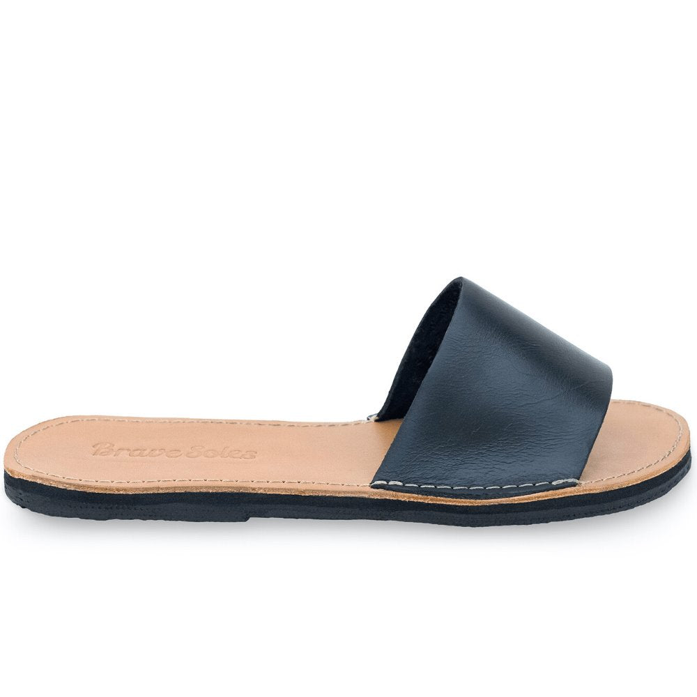 The Linda Leather Slide Sandal Sandals Brave Soles 