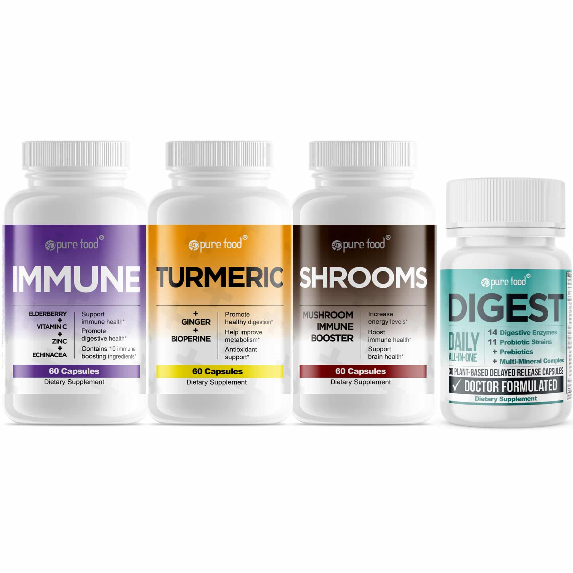 Pure Food Immunity Bundle: 4 Proven Immune Defense Supplements