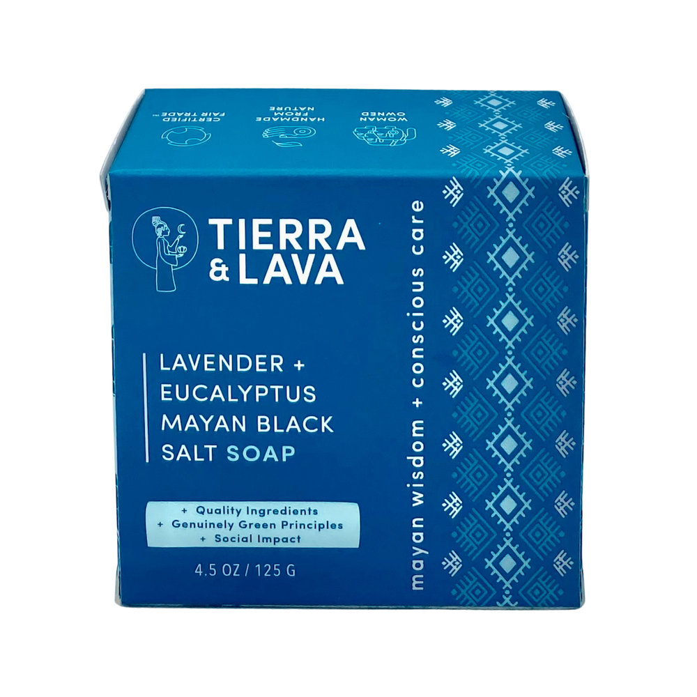 Lavender, Eucalyptus &amp; Mayan Black Salt Soap Bar (4.5oz)