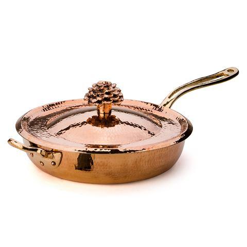 Copper Saute Pan 3.5 qt with Flower Lid saute pans Amoretti Brothers 
