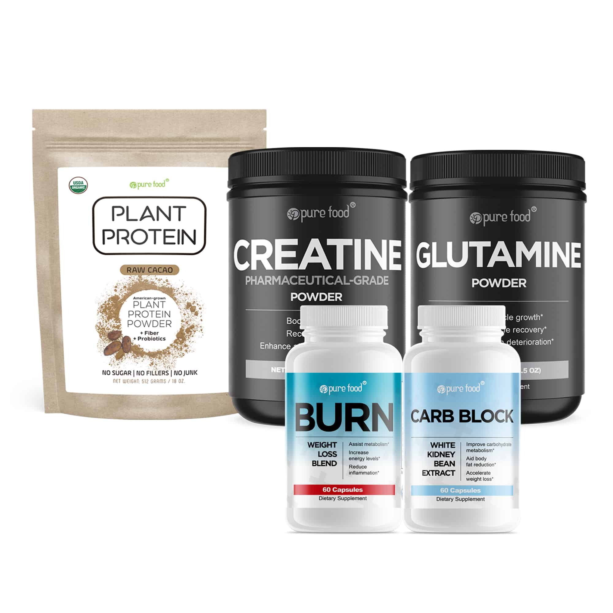 Pure Food Lean Muscle / Fat Loss Bundle - 5 Supplement Stack