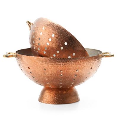 Copper Colander 12.5&quot; with Brass Handles Colanders Amoretti Brothers 
