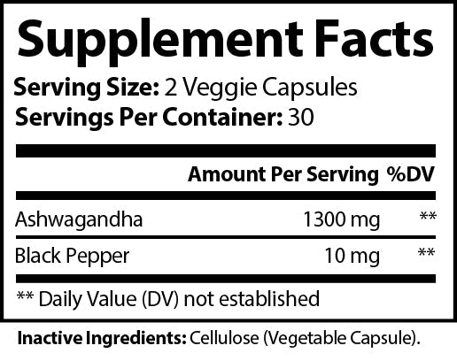 Pure Food ASHWAGANDHA with Black Pepper - 60 Capsules Unflavored Pure Food Digestive Health 