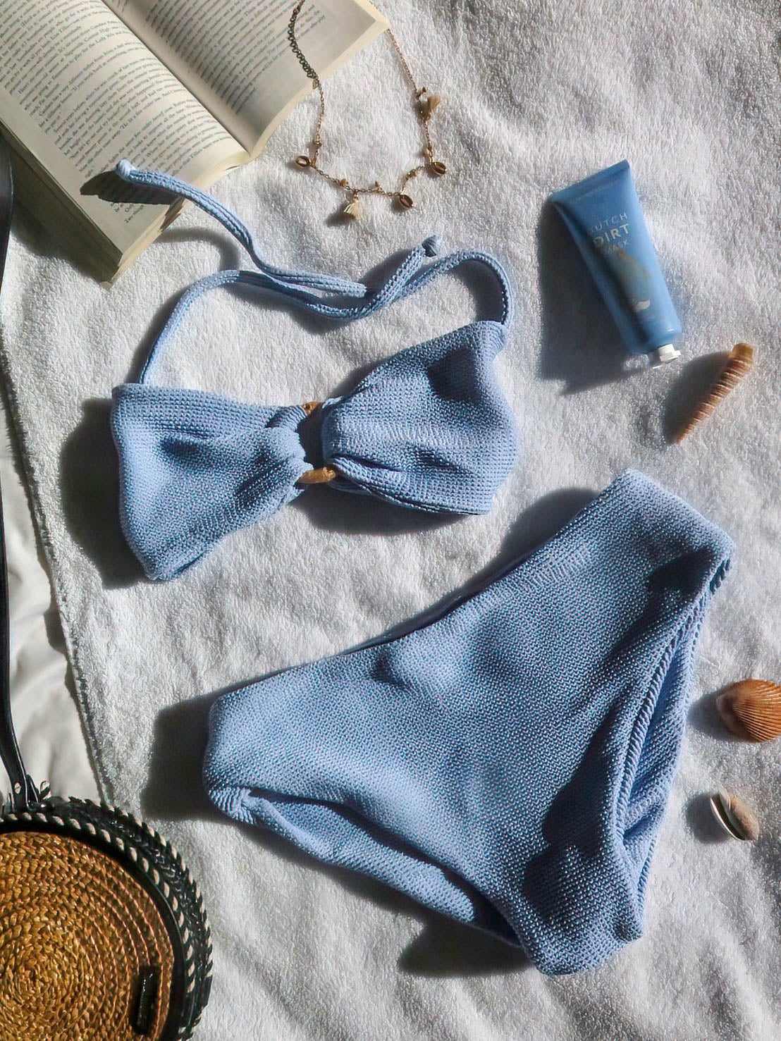 Blue Allium Textured Bikini Set Bikini Bold Swimwear 