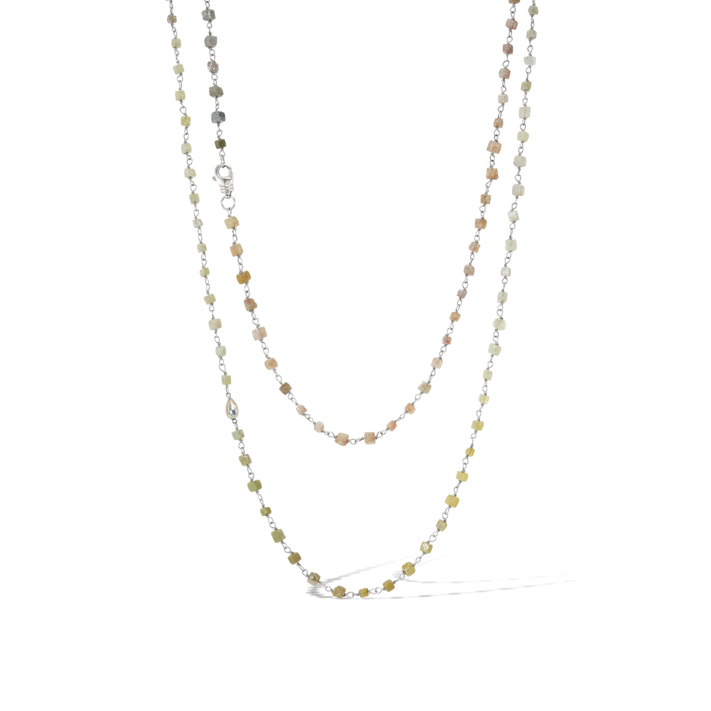 Grey Diamond Bead Chain with Colored Diamond Accent