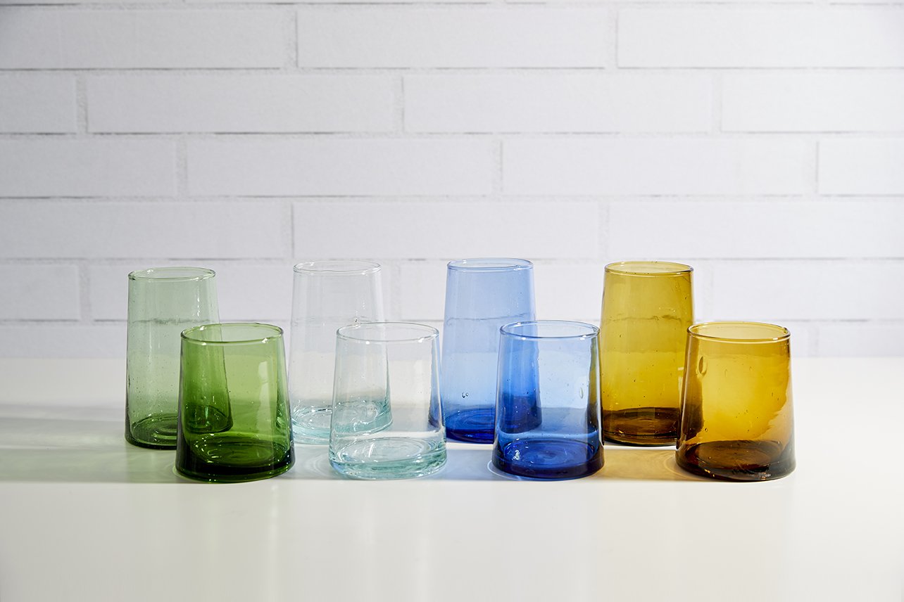 Moroccan Cone Glassware Set of 6 Drinkware Verve Culture Green Small 