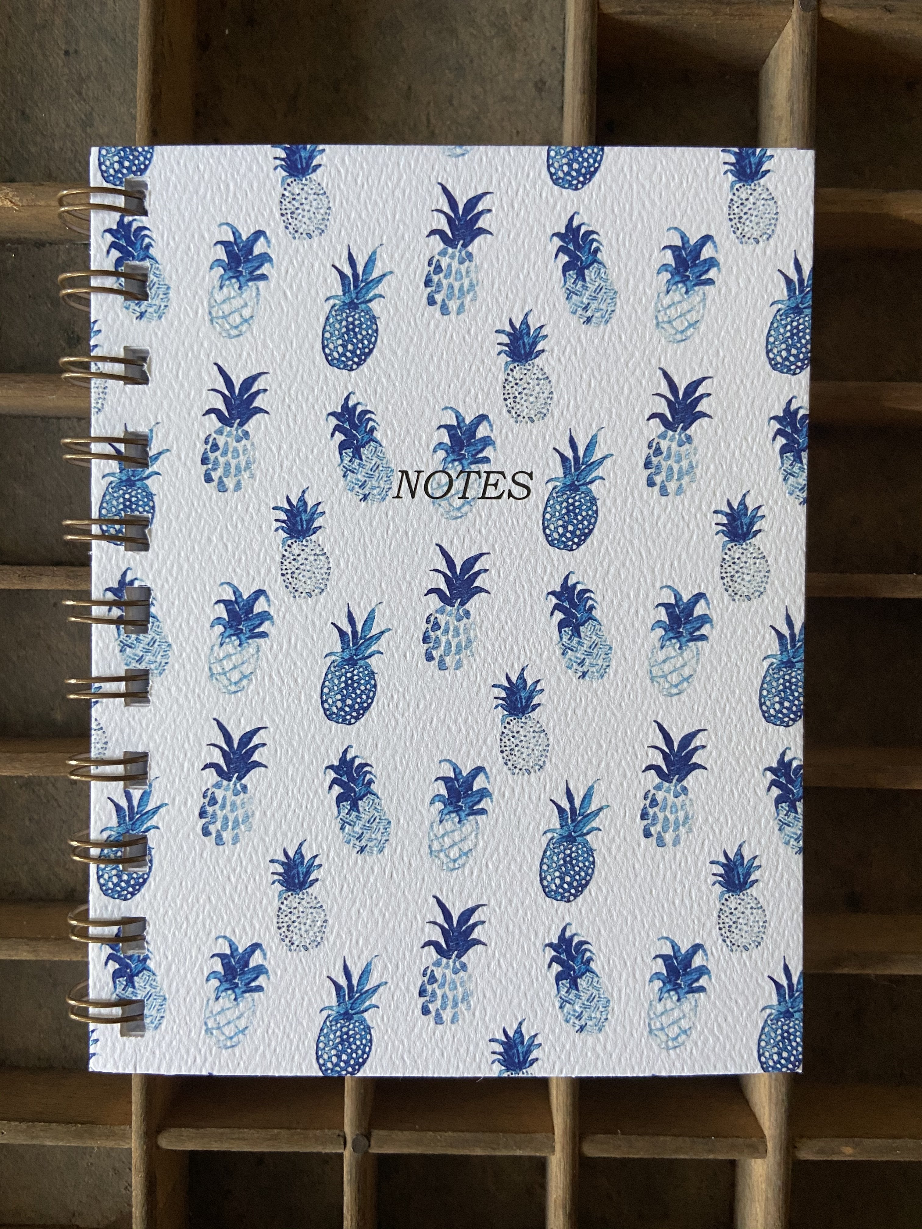 Blue Pineapple Spiral Bound Notebook Notebook Bradley &amp; Lily 