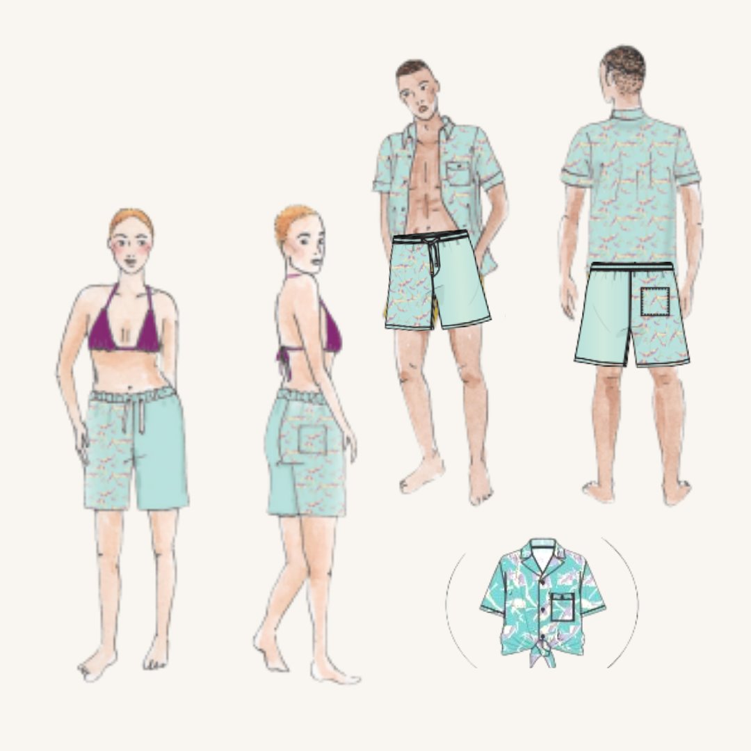 Cabana Swim Shirt Shorts Bold Swimwear 