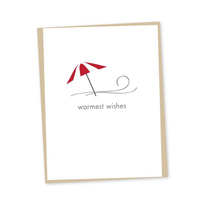 Umbrella Warmest Wishes Letterpress Card Holiday Card Bradley & Lily 