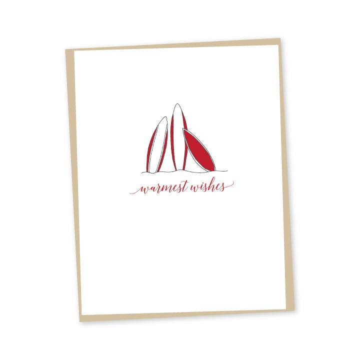 Surf Warmest Wishes Letterpress Card Greeting Card Bradley & Lily 