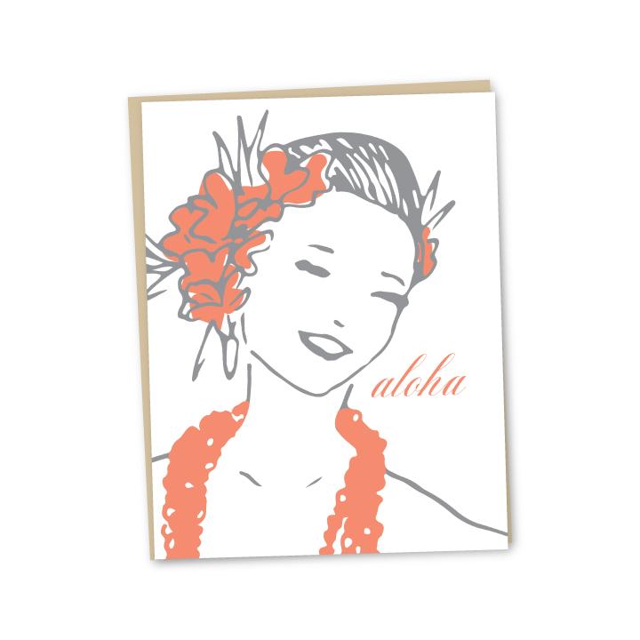 Hula Aloha Letterpress Card Greeting Card Bradley & Lily 