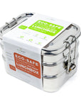 Stainless Steel Eco Lunch Box, Leak Proof, 3 Tier with 1 Mini Sauce Container, Convertible to 1 Tier, 70 Oz or 2100 ml Ecozoi 
