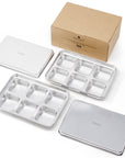 ECOZOI STAINLESS STEEL ICE CUBE TRAYS - 2 PACK LARGE CUBES- WITH EASY RELEASE