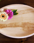 DISPOSABLE PALM LEAF TRAYS, 13"X10" OVAL ECO FRIENDLY DINNER TRAYS, 25 PACK