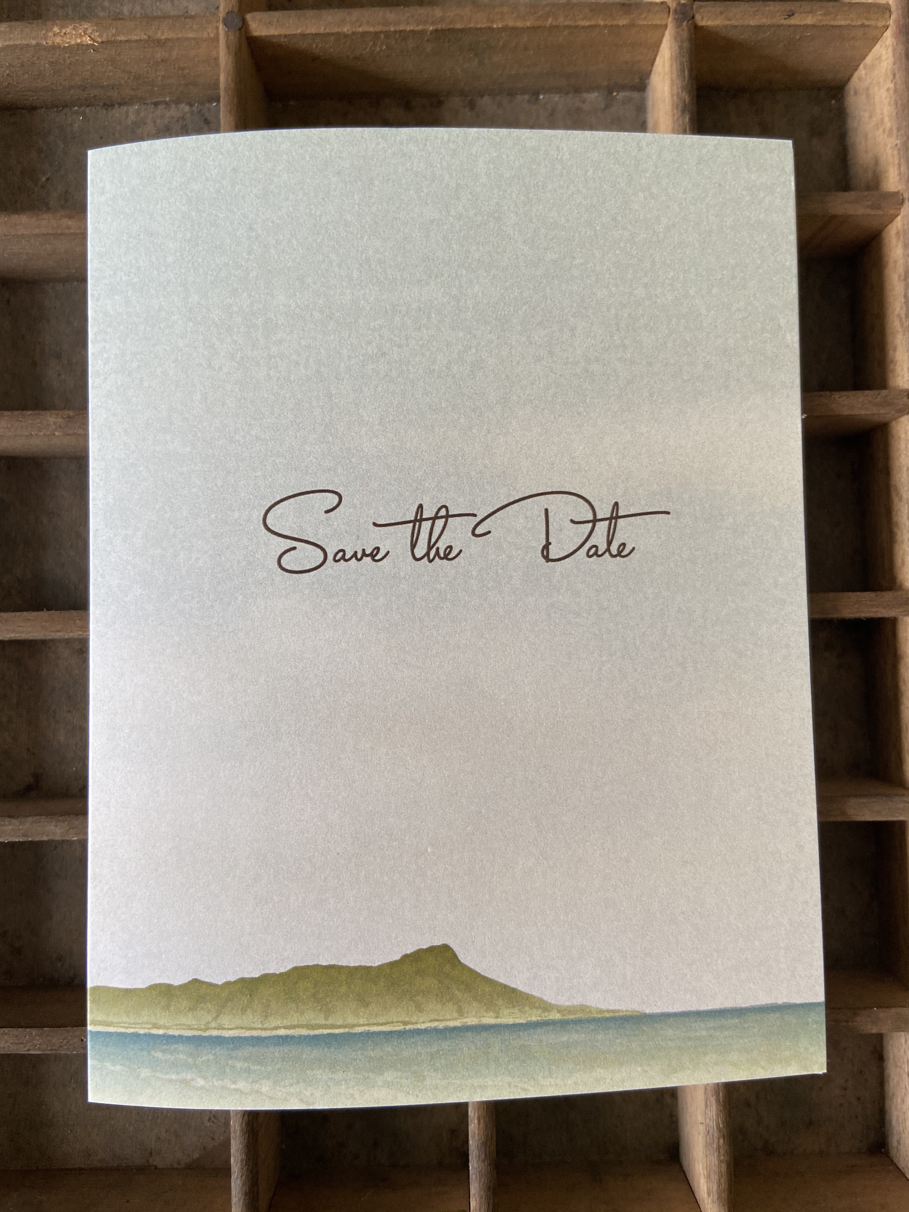 SALE!! 40% OFF! Diamond Head Save the Date Folded Card Greeting Card Bradley &amp; Lily 