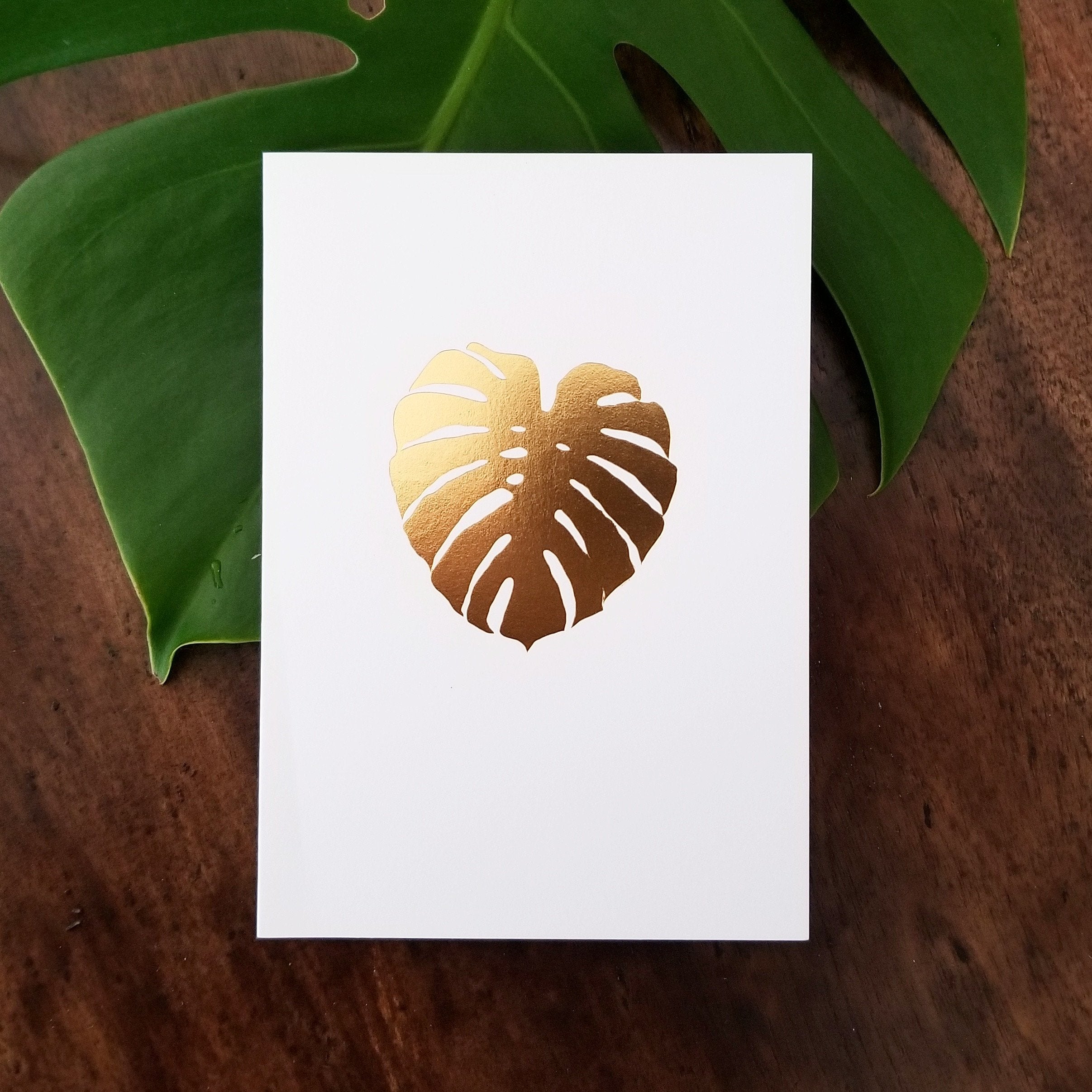Gold Foil Monstera Card Note Card Bradley & Lily 