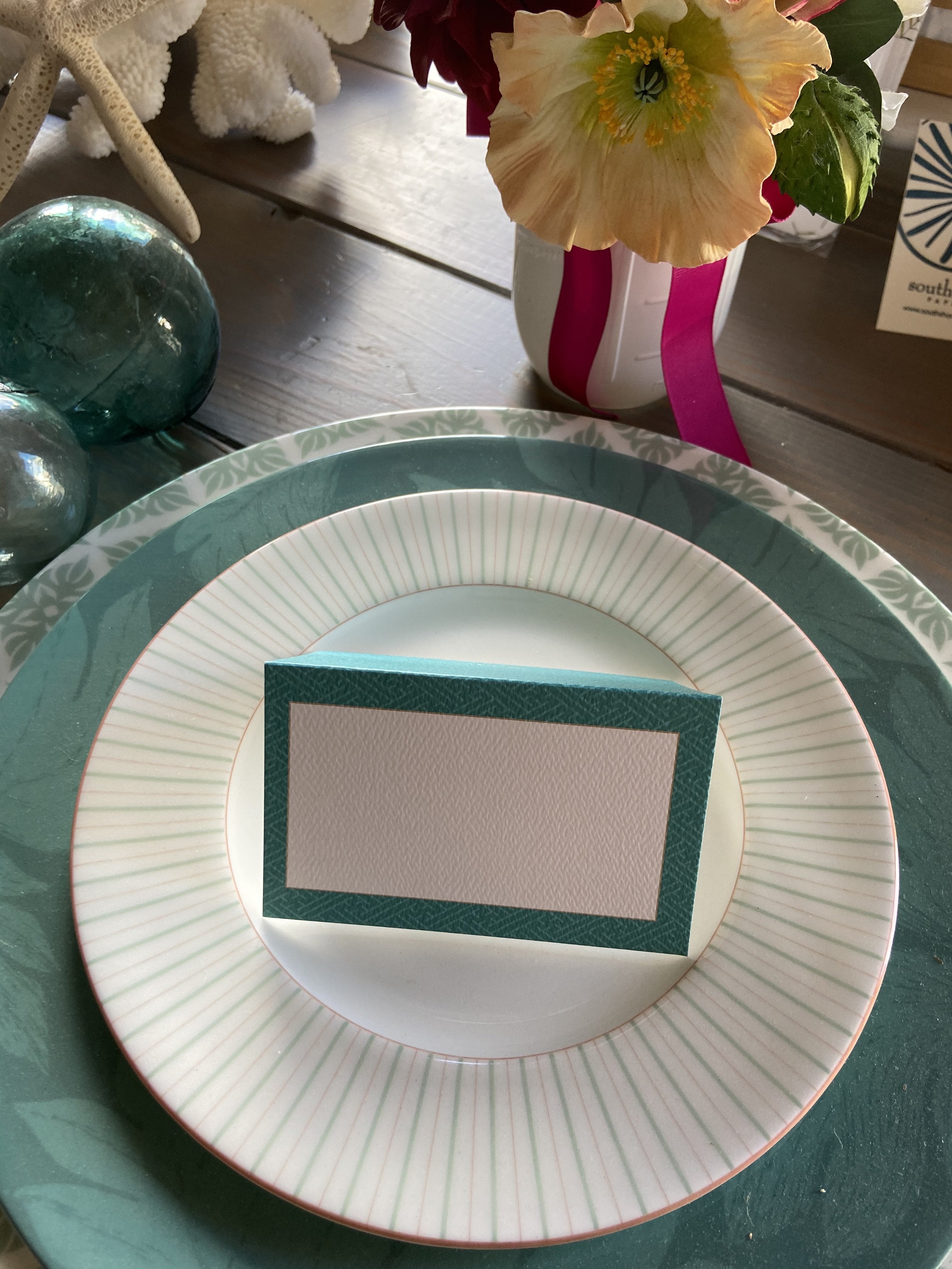 Teal pattern Place Cards Place Cards Bradley & Lily 