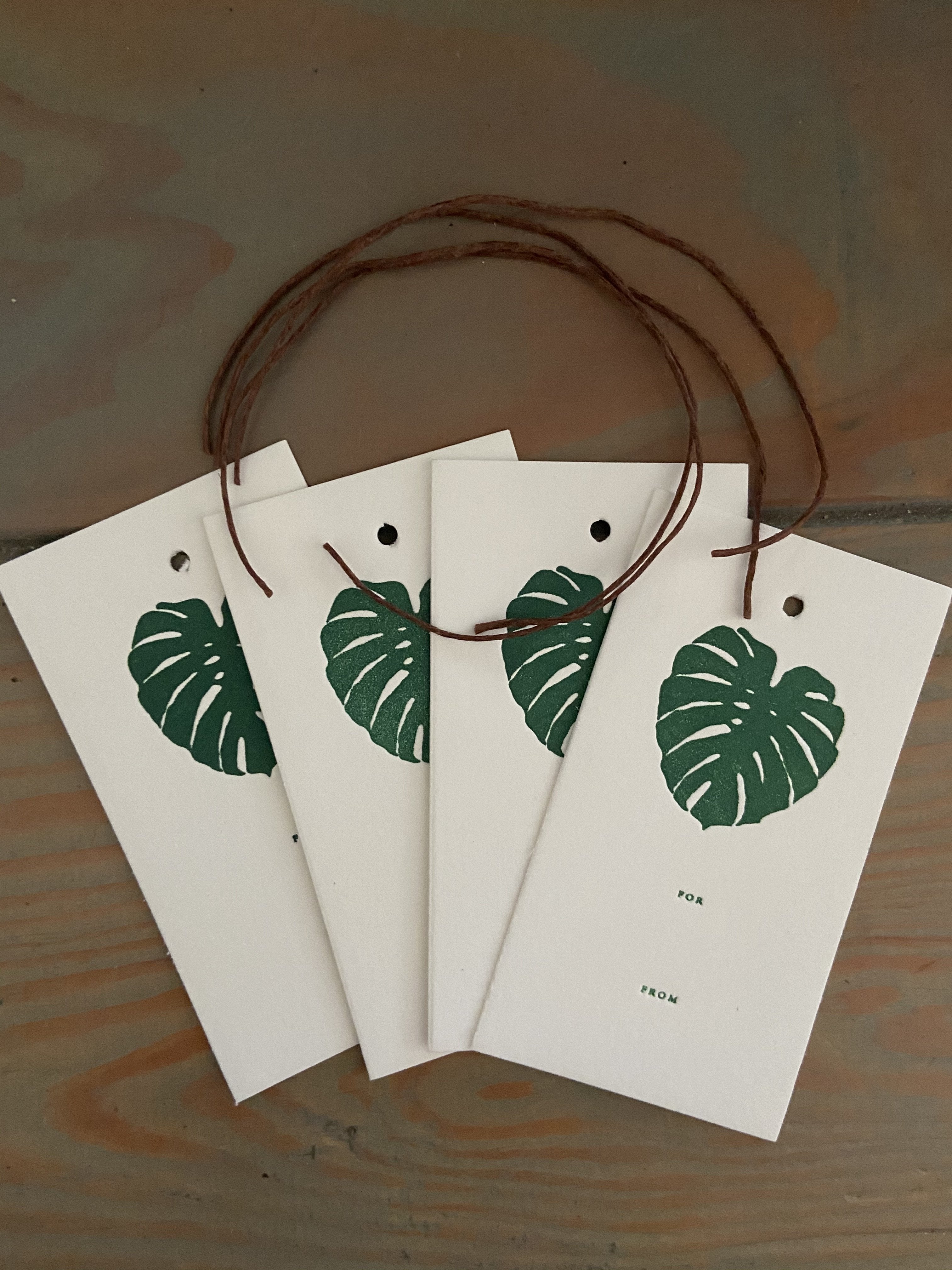 Monstera letterpresss Gift tags Gift Tags Bradley & Lily 