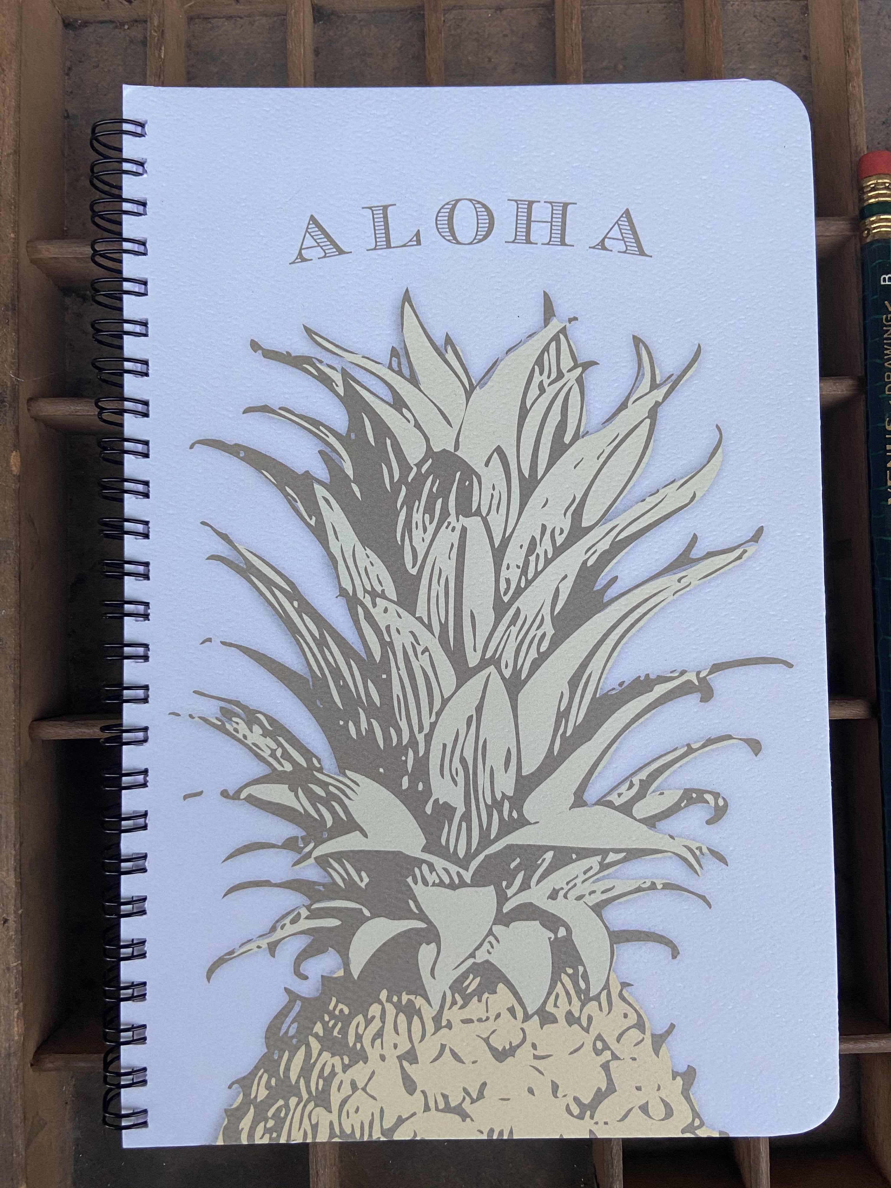Vintage Pineapple Aloha Large Spiral Notebook Notebook Bradley &amp; Lily 