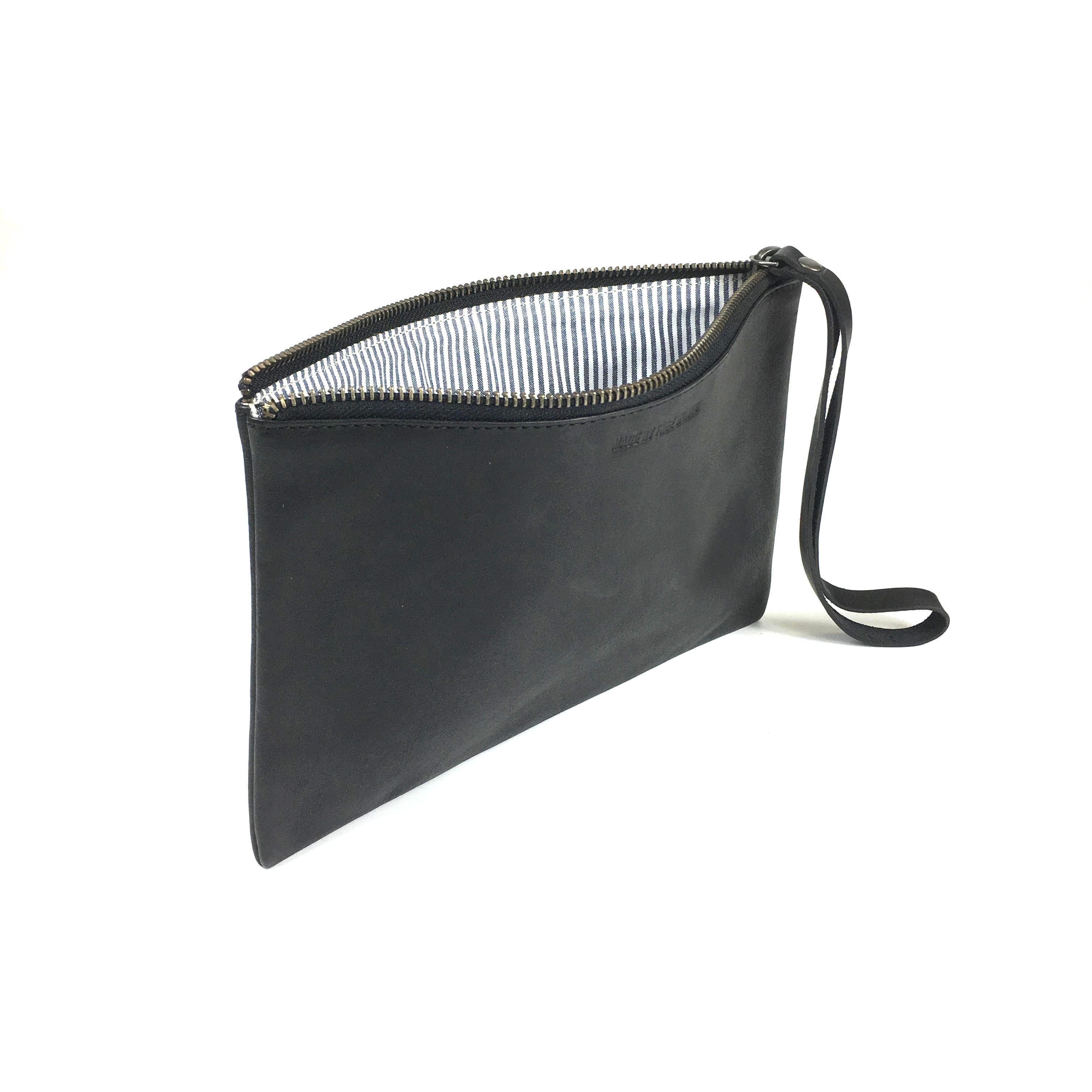 LEATHER CLUTCH BLACK Clutches Made Free 