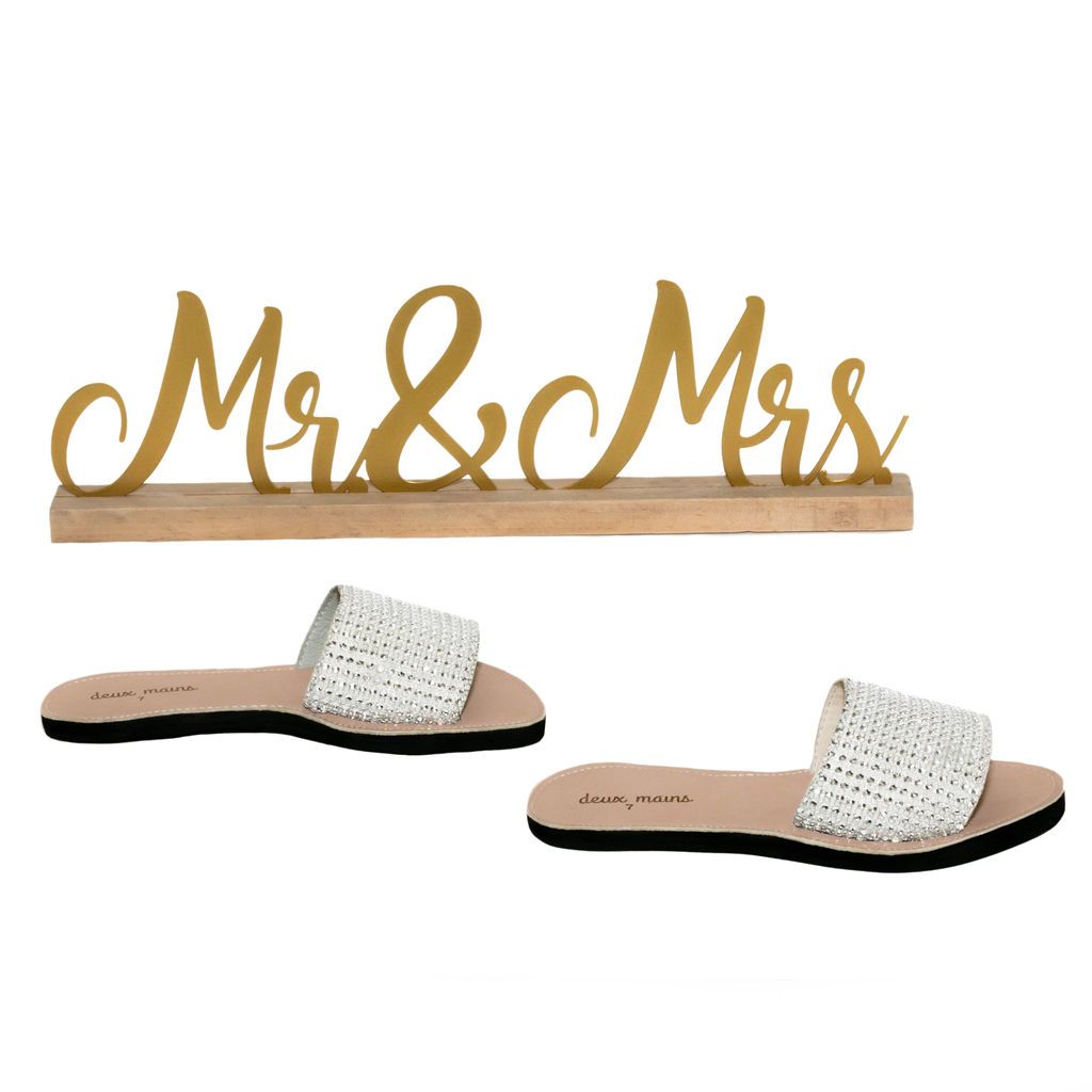 Love Wins Silver Slide Women&#39;s Sandals Deux Mains 