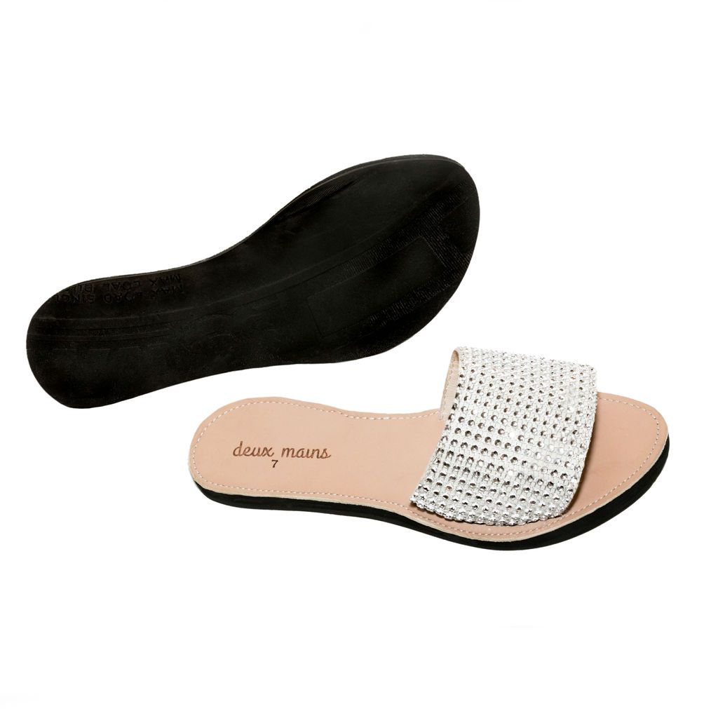 Love Wins Silver Slide Women&#39;s Sandals Deux Mains 