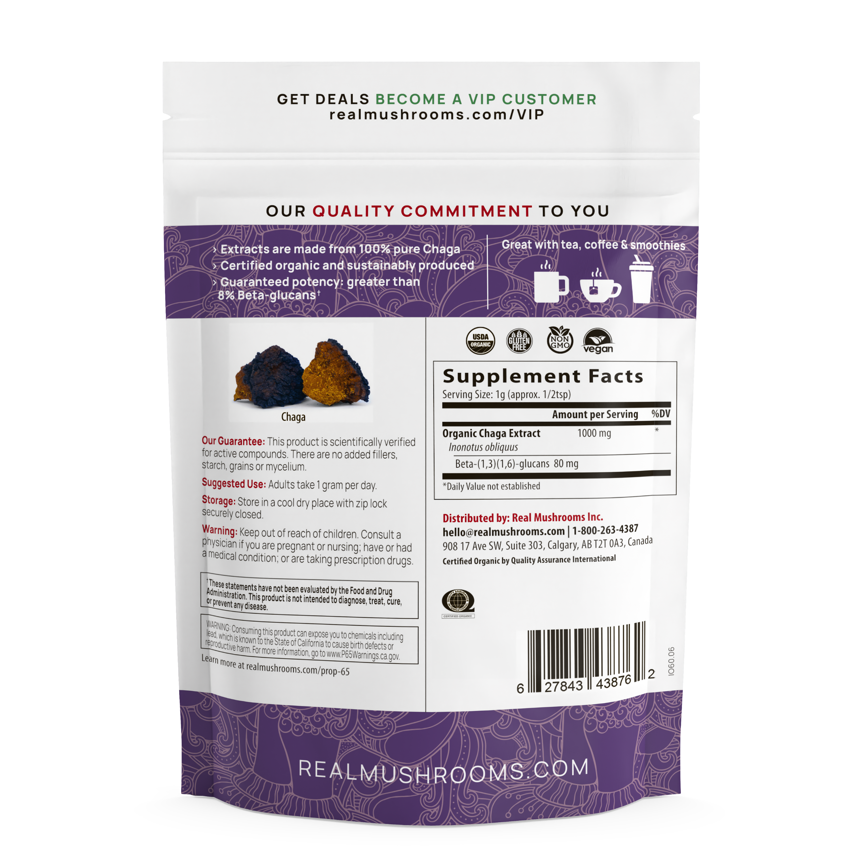 Organic Chaga Extract Powder – Bulk 60g Supplement