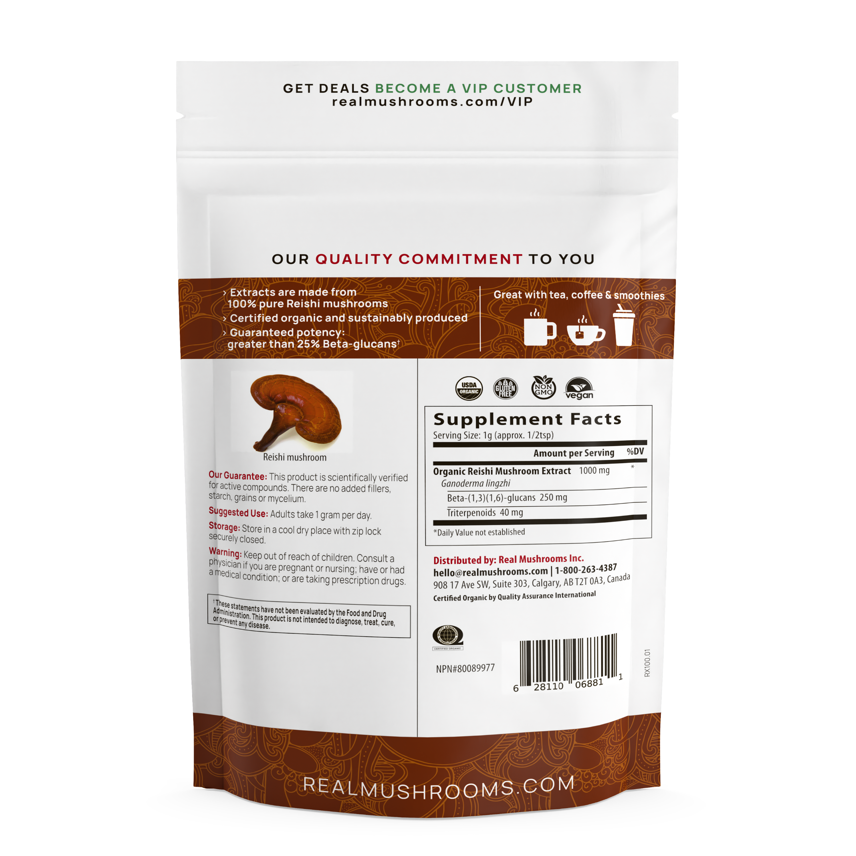 Organic Reishi Mushroom Powder – Bulk Extract