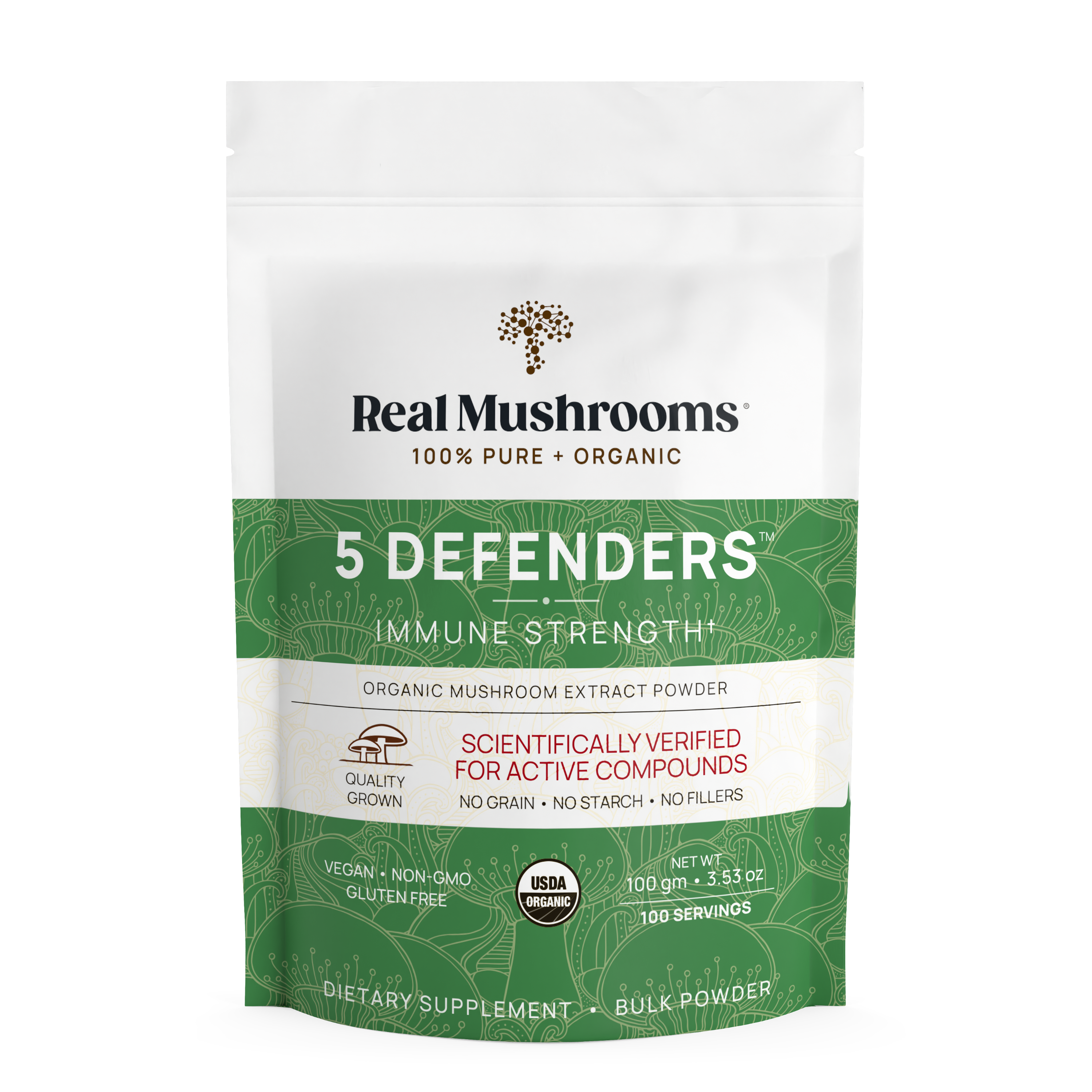 5 Defenders Organic Mushroom Complex – 45g Bulk Powder