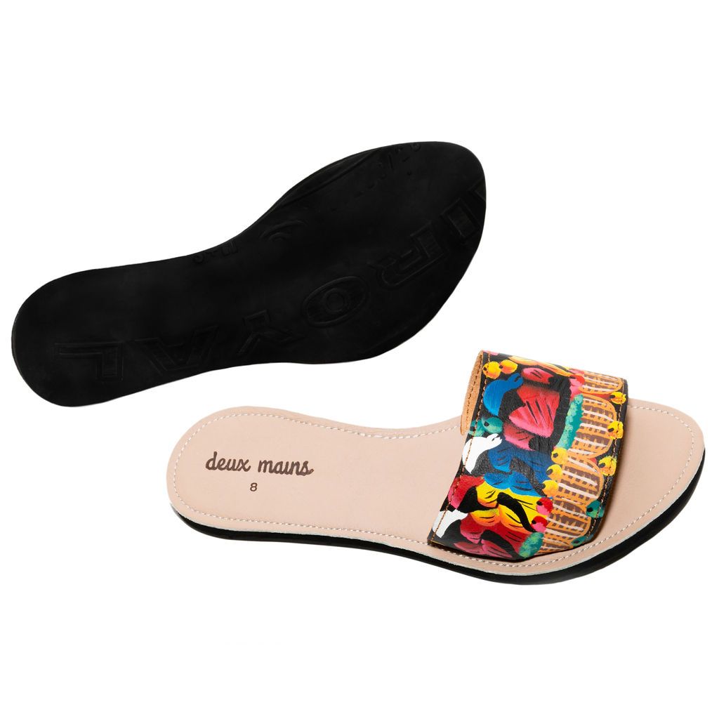 Hand-Painted Slide Sandal Women&#39;s Sandals Deux Mains 