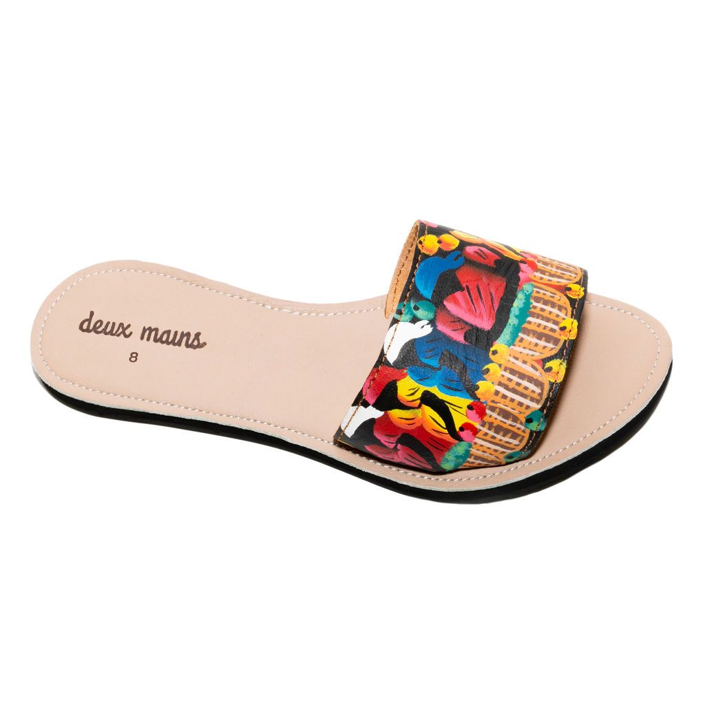 Hand-Painted Slide Sandal Women&#39;s Sandals Deux Mains 