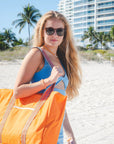 Beach Bag with Boho Woven Handle