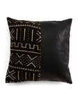 Asili Mudcloth & Leather Pillow, Black Home Goods RoHo Goods 