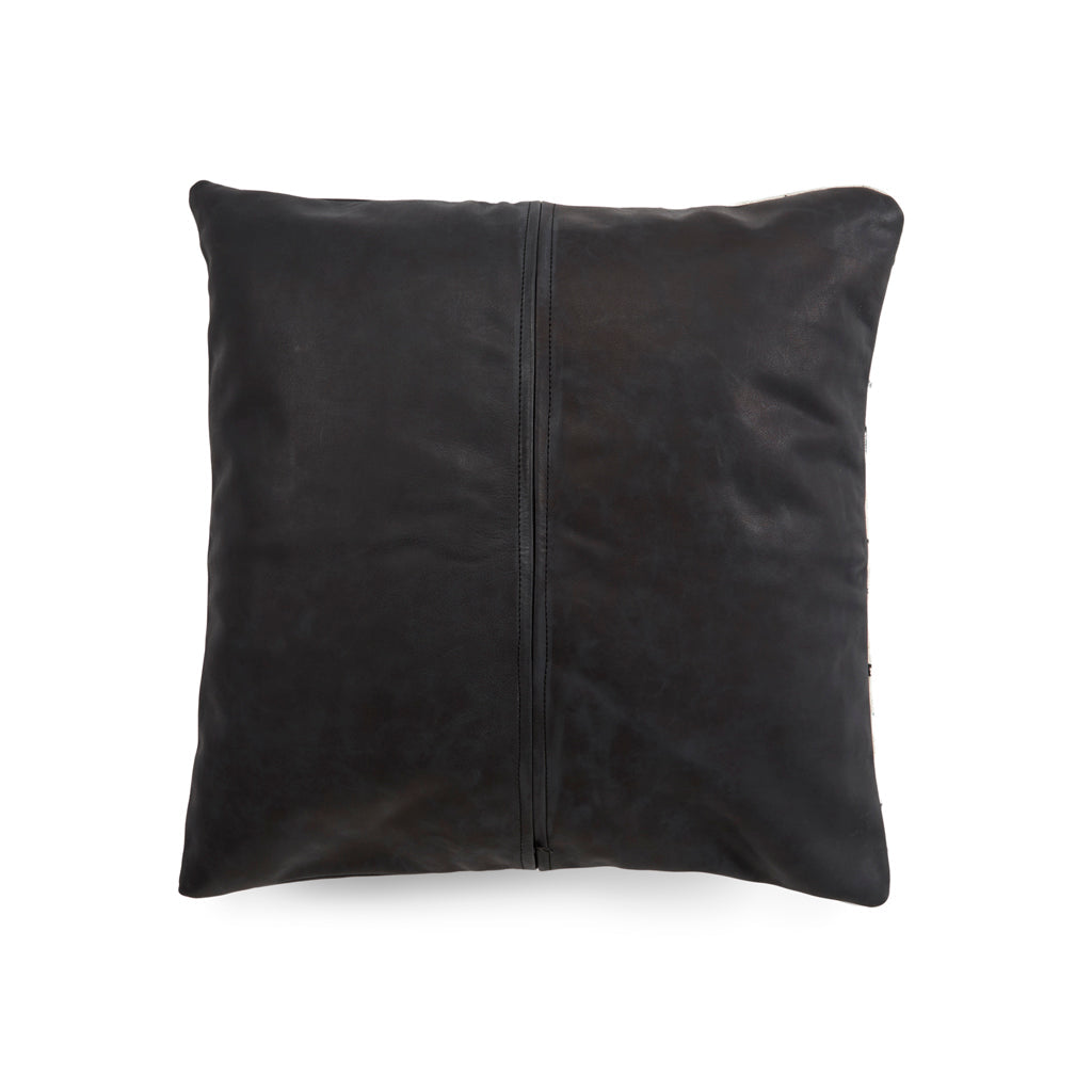 Asili Mudcloth &amp; Leather Pillow, Black Home Goods RoHo Goods 