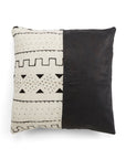 Asili Mudcloth & Leather Pillow, White Home Goods RoHo Goods 