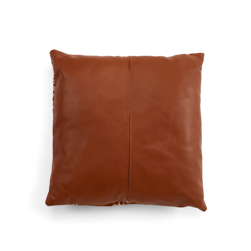 Asili Mudcloth &amp; Leather Pillow, Tan Home Goods RoHo Goods 
