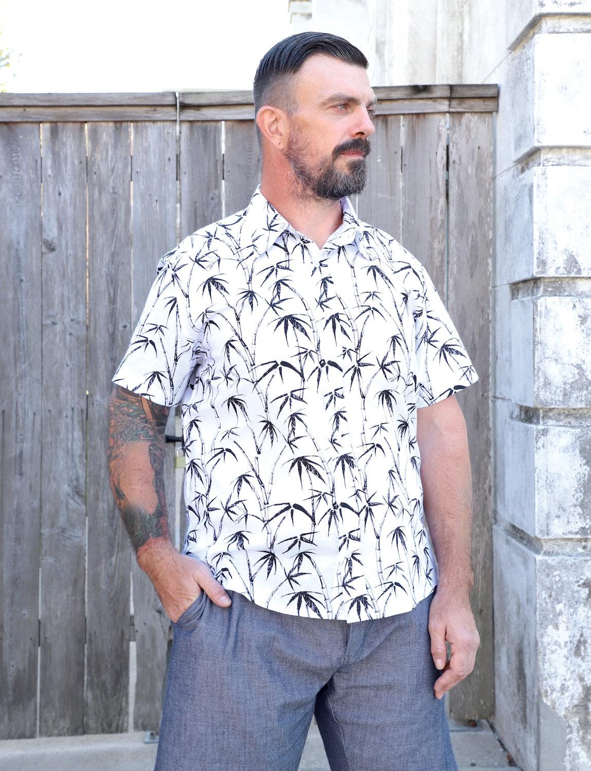 Palm Paradise Organic Cotton Men&#39;s Button Down Shirt