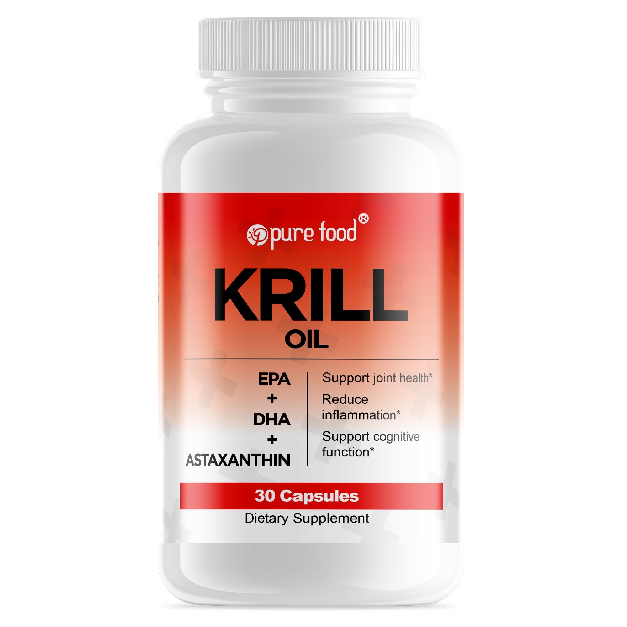 Pure Food KRILL OIL - 60 Capsules Unflavored Pure Food Digestive Health 